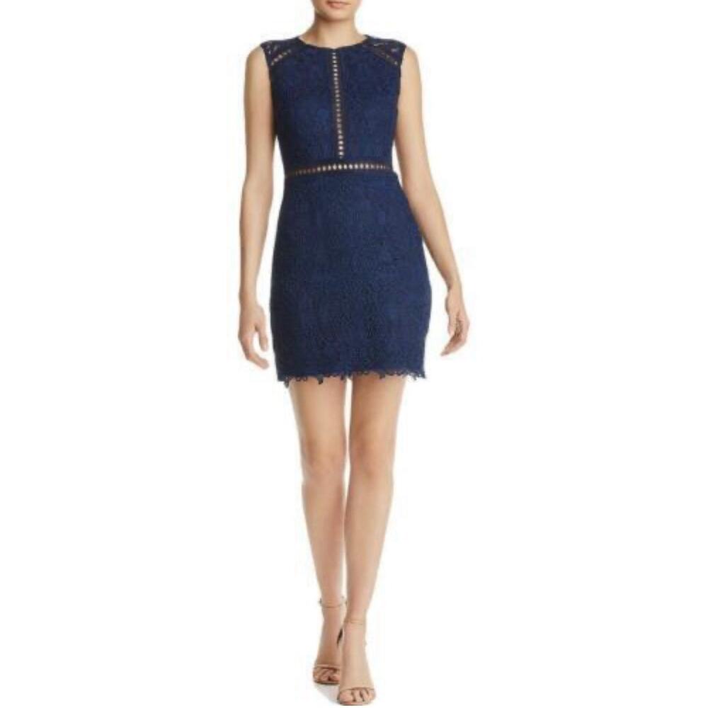 Aqua Navy Blue Sleeveless Lace Dress Large NWT